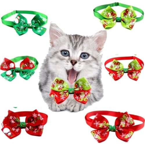 60 PCS Holiday Pet Cat Dog Collar Bow Tie Adjustable Neck Strap Cat Dog Grooming Accessories Pet Product Supplies