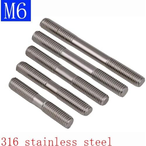 M6 -1.0 40mm - 150mm Double End Thread 316 Stainless Steel Tight Adjustable Push Rod Stud screws bolts