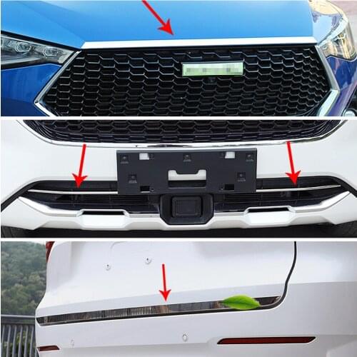 For Haval F7 F7X 2018-2021 Front Grille Hood Lip Molding Rear Tail Trunk Door Trim Exterior Mouldings Stainless Steel Sticker