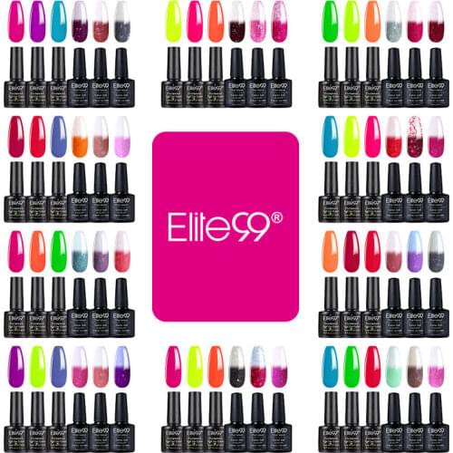 Elite99 6PCS Fluorescent Color-Changing Gel Polish Set Soak Off Nail Varnish Gel Nail Polish Set Manicure 10ML UV LED Vernis Gel