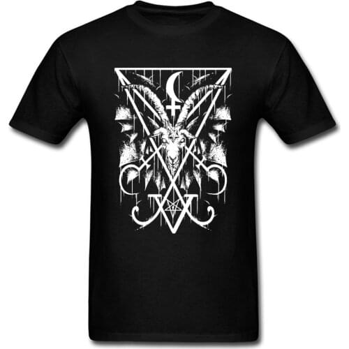 Satanic BAPHOMET Goat Illuminati Skull Black Tshirt Christians Evil Satan 666 Great Mens T Shirt 3D Print Brand Tops Tees Male