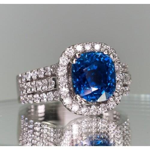 Huitan Brilliant Blue CZ Women Rings Noble Wedding Anniversary Party Ring Birthday Love Gift for Mom High Quality Trendy Jewelry