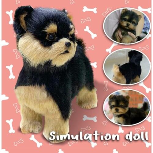 Simulation Fluffy Little Yorkie Dog Puppy Stuffed Dolls Yorkshire Terrier Dog Plush Toy Kids Children Baby Pets Gifts