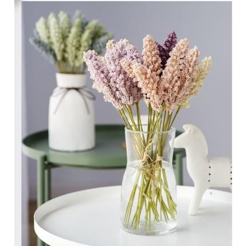 6Pcs Artificial Vanilla Mini Foam Berry Spike Artificial Flowers Bouquet For Wedding Home Wall Decoration Cereals Fake Flowers