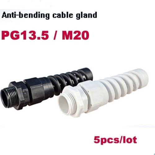 M20 PG13.5 5pcs Nylon Cable conduit Gland 5-9mm thread wire Plastic Flex Spiral Strain Relief cable connection longer type