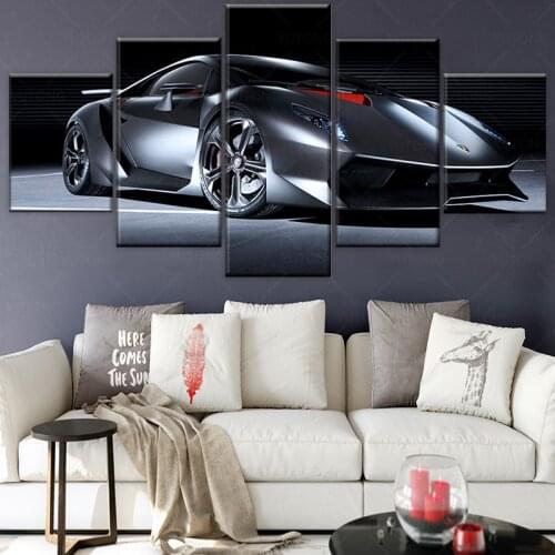 Canvas Paintings Sports Car Lamborghini Wall Art Framework Home Decor 5 Pieces HD Print Decorative Picture Living Room