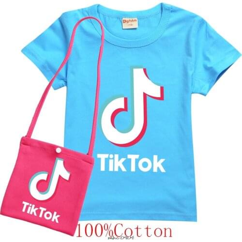 Tik Tok Baby Girls Clothes Sets Summer Short Sleeve Top + Print Bag 2-piece Kids Childrens Clothing Suit Tik Tok