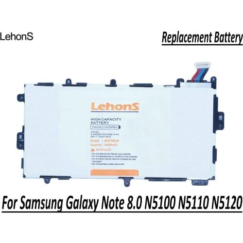 LehonS 1x New 4600mAh Tablet Battery For Samsung Galaxy Note 8.0 8 3G GT-N5100 GT-N5110 N5100 N5120 SP3770E1H Tab Batteries 65g