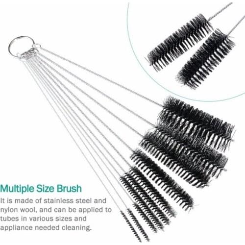 10 Pieces Of Straw Cleaning Brush Set Pipe Cleaner Stainless Steel Handle Aquarium Fish Tank Cleaning Brush White Soft Duable
