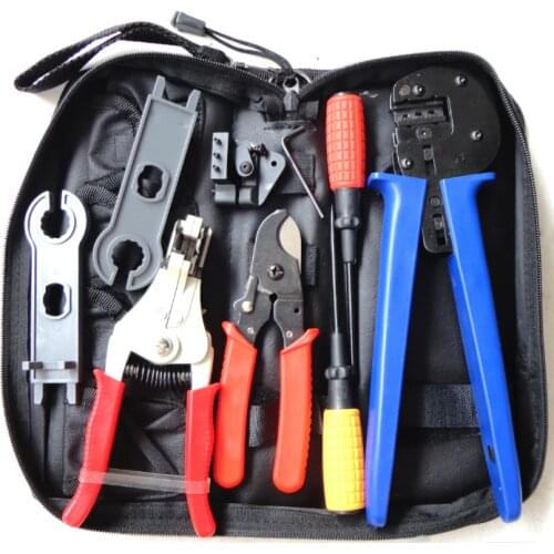 Solar Tool Kit solar Tool set MC4 crimping tool with cable wire stripper, cable cutter, MC4 spanner and screwdriver A-K2546B-4