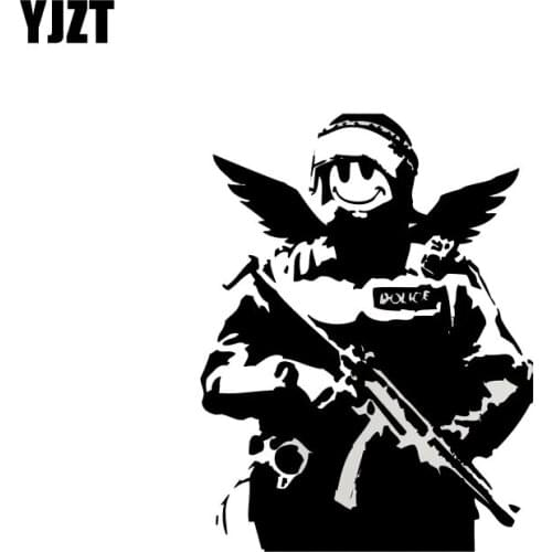 YJZT 10.1*13.2CM Smiling Real Soldier Warrior Angel Covering The Body Fashion Car Sticker Decal Black/Silver Vinyl C20-1659