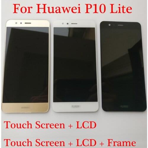 Original NEW For Huawei P10 Lite P10Lite WAS-LX2 WAS-LX1 WAS-L03T WAS-LX3 LCD Display + Touch Screen Digitizer Assembly + Frame