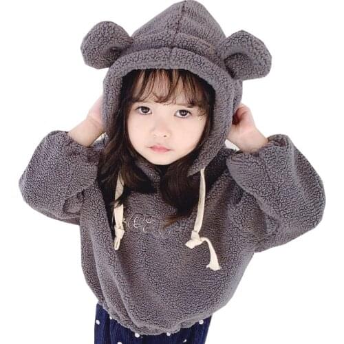 2-8 years old Child autumn and winter sweater coat boy girl clothes lamb velvet thick warm hooded jacket Korean Quality clothing