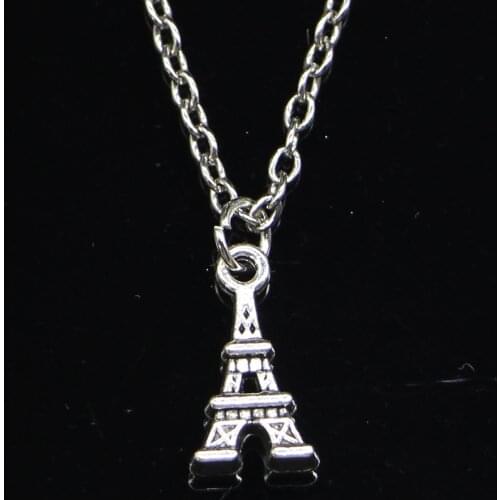 20pcs New Fashion Necklace 15mm eiffel tower paris Pendants Short Long Women Men Colar Gift Jewelry Choker