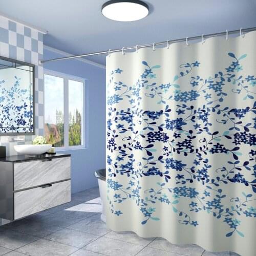 Thickness Polyester Shower Curtain High Quality Mildew Proof Simple Modern Nordic Waterproof Flower Print Eco-Friendly Stocked