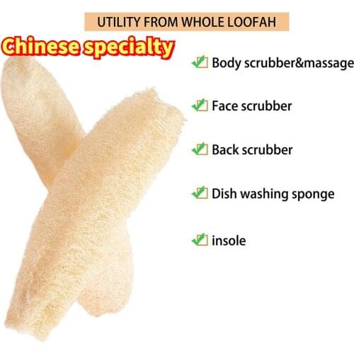 Full Loofah Natural Exfoliating Biodegradable Loofah Sponge Cellulose Natural Shower Sponge Scrubber For Kitchen Bathroom