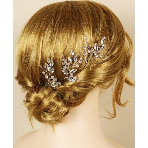 Silver Rhinestone Wedding Accessories Women Hairpins Prom Party Headdress for Hair for Ladies Hair Clips Bridal Hair Accessory