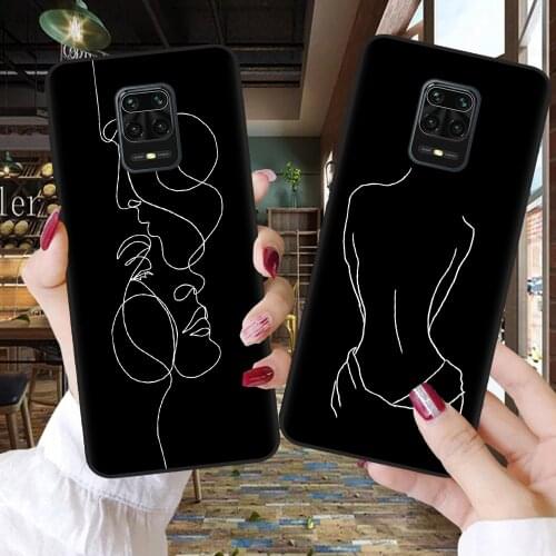 Black Silicone Cover Aesthetic Face Line Art Phone Case For Coque Xiaomi Mi 10T Lite 10 Ultra Redmi Note 9S 7 8 9 Pro 8T Shell