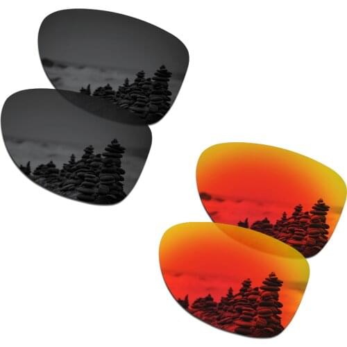 SmartVLT 2 Pairs Polarized Sunglasses Replacement Lenses for Oakley Dispatch 2 Stealth Black and Fire Red