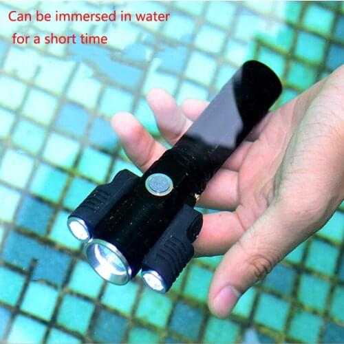 LED 3 Head Rotatable Strong Light Flashlight T6/L2 Aluminum Alloy Flashlight Night Riding Flashlight Outdoor Lighting