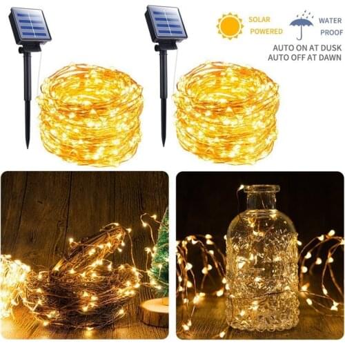 5M7M12M Led Outdoor Solar String Lights Fairy Cooper Wire For Holiday Christmas Party Waterproof Garden Garland Decoration