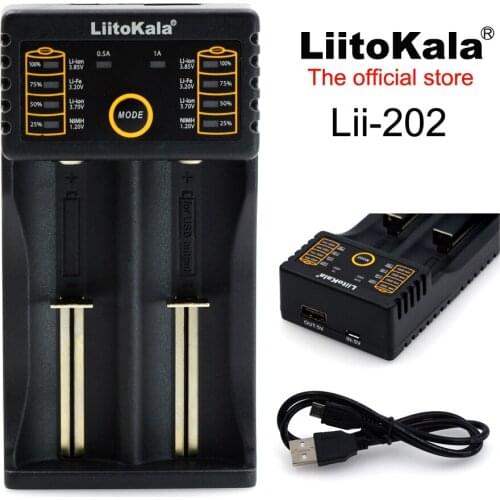 Liitokala Lii-202 lii-402 Lii-100 charger can be charged 1.2V 3.7V AA / AAA 26650 18650 16340 lithium-ion battery smart charger