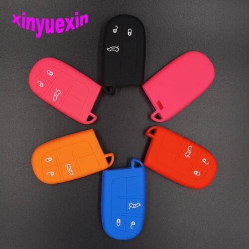 Xinyuexin Silicone Car Key Case Fob Cover Set For JEEP Grand CHEROKEE PROXIMITY Remote Key Case For Car 3Buttons Car-styling