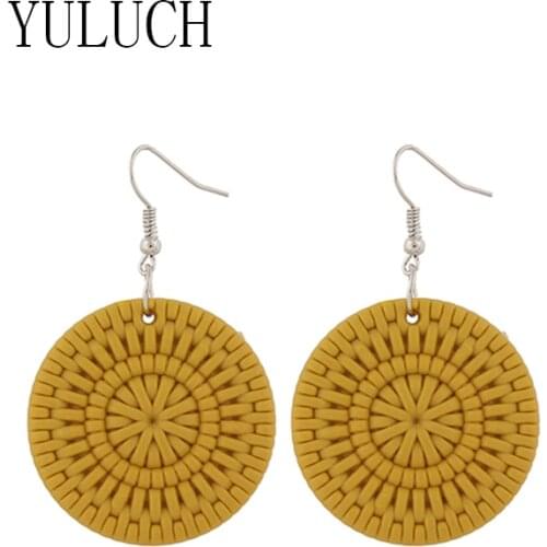 YULUCH Womens round plastic pendant earrings for office lady casual simple jewelry girls daily accessories