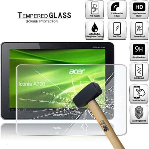 Tablet Tempered Glass Screen Protector Cover for Acer Iconia Tab A700 10.1" Anti-Scratch Explosion-Proof Screen