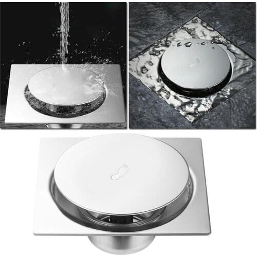 1pc Stainless Steel Square Bounce Floor Drain Foot-operated Deodorant Floor Drain Bathroom Accessories 10x10cm/15x15cm