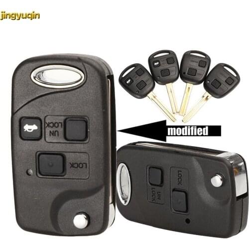 10pcs jingyuqin Flip Remote Car Key Case Shell For Toyota Yaris Carina Corolla Avensis 2/3 Buttons Key Fob TOY43/Toy47/Toy48