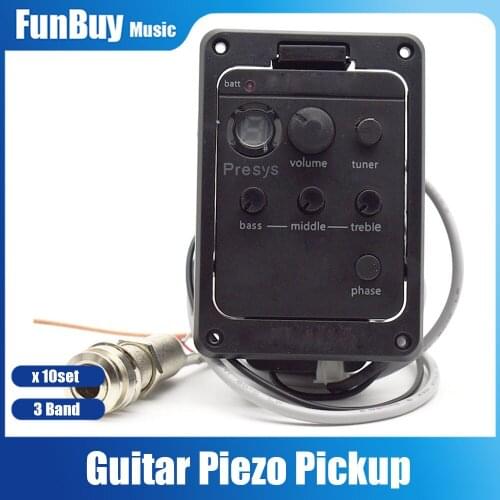 10set 3 Band Guitar Pickups Acoustic Guitar EQ Equalizer Onboard Preamp Piezo Pickup Tuner 101 Presys