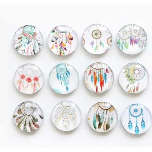 12pcs/lot Dream Catcher Fridge Magnet Cute Round Cartoon Magnetic Message Stickers for whiteboard kids gift Home Decoration