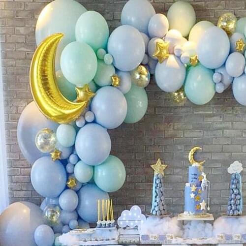 136pcs Birthday party decoration macaron balloon chain set blue tiffany blue latex balloon event atmosphere arrangement balloon