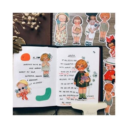 19PCS Doll retro diary Stickers Crafts And Scrapbooking stickers book Student label Decorative sticker DIY Stationery