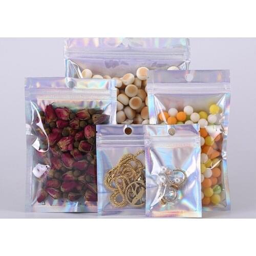 20 Pcs Aluminum foil Holographic Iridescent yin yang Ziplock Bag Pouches Cosmetic Jewelry Laser Storage Bags Zipper Bags