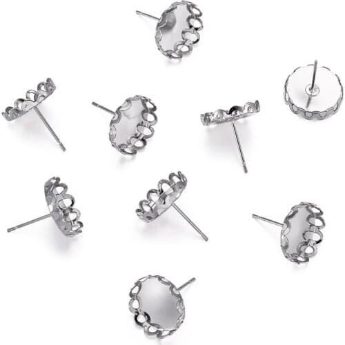 Pandahall 20pcs Brass Stud Earring Settings Back Plug Ear Pins Bezel Needles for DIY Jewelry Making Findings