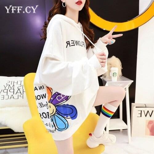 2020 Oversized Flower Letters Painting Pullover Loose Women Hoodies clothes Hot Harajuku Sweatshirt Female Women Clothes