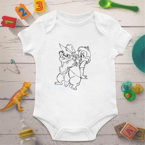 2021 Unisex 1PC Baby Girl Clothes Bodysuits Newborn Baby Boy Clothes Cartoon Chip Dale Print Girls Baby Clothing Ropa Bebe