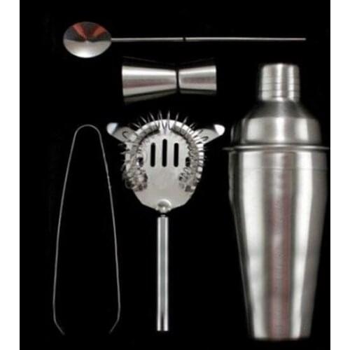 5Pcs Stainless Steel Cocktail Shaker Mixer Drink Bartender Kit Bars Set Tools