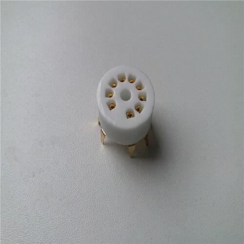 8pcs ceramic tube socket GZC9-Y-3-G 9 pin gold plated electronic tube socket outlet for 12AX7 12AU7 6922 tube amplifier