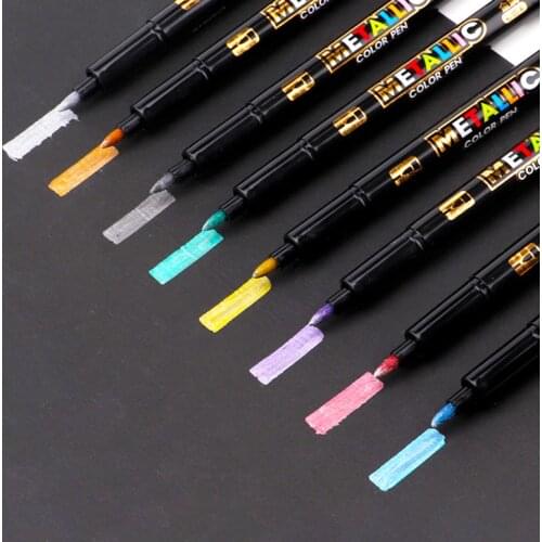 8pcs/Set Metallic Color Pen Art Marker Pen Set DIY Resin Glue Stroke Drawing Tool Coloring Colored Pen Metal Waterproof Paint
