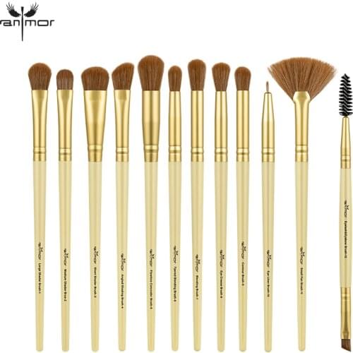 Anmor 12Pcs/lot Makeup Brushes Set Eye Make Up Brush Professional Eyeshadow Blending Eyeliner Eyelash Eyebrow Cosmetic Kit Tools