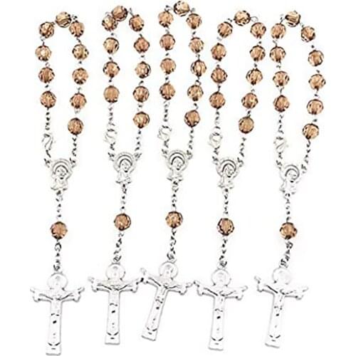 5pcs cross Rosary Bracelets Christening Baptism church wedding Confirmation First 1st Holy Communion baby shower decoration gift