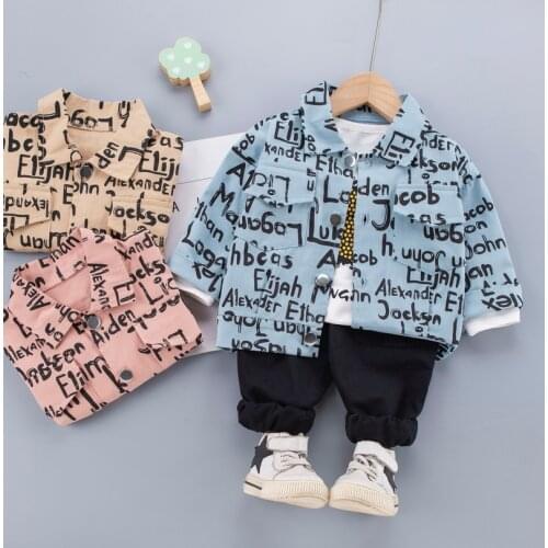 Childrens Clothing Autumn Spring Kids Cartoon Jacket Shirt + Long-sleeved T-shirt + Pants 3PCS Clothing sets Baby Boy Tops