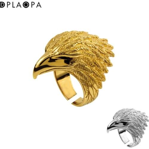 DPLAOPA 925 Sterling Silver Gold Gold Plated Silver Eagle Large Resizable Ring Thick New Popualr 2021 Wpmen Wedding Jewelry