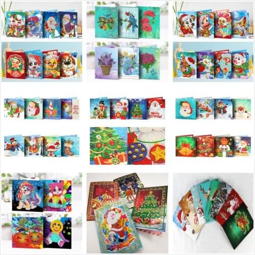 Dpsprue Full 5d Diy Diamond Painting Cross Stitch Christmas Cards Diamond Mosaic 3D Emboridery Beads Gift Paper Card