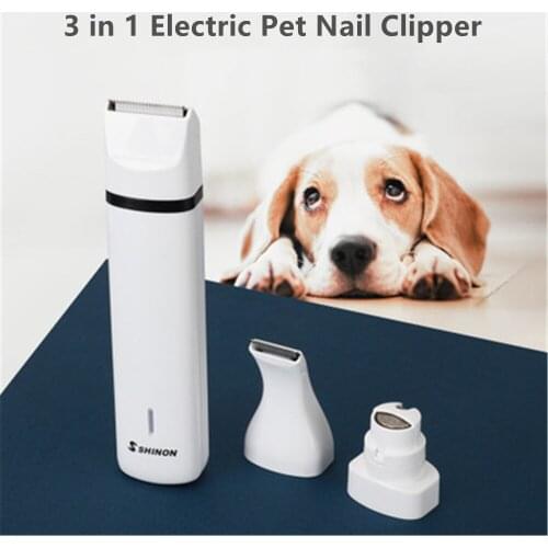 Electric Pet Nail Clipper Portable Dogs Nail Grinder Cats Hair Pusher USB Rechargeable 3 Cutter Heads Pet Grooming Trimmer Set