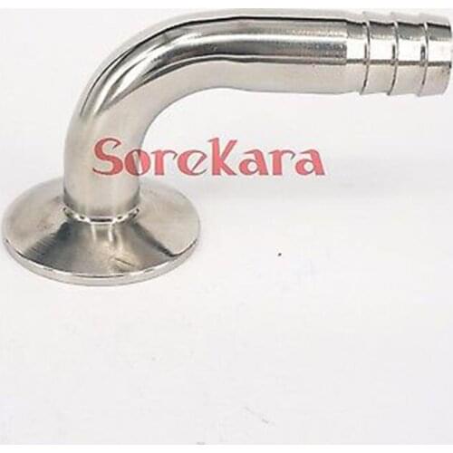 Fit Tube I/D 38mm Barbed 304 Stainless Steel Ferrule OD 1.5" Sanitary Ferrule 90 Degree Elbow Pipe Fitting