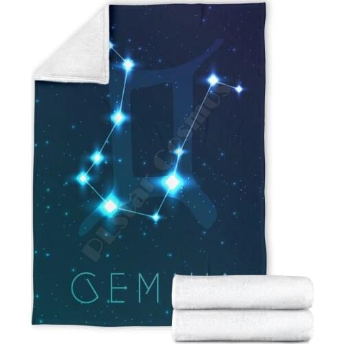 Gemini Zodiac fleece blanket Printed Blanket Adults/kids Fleece Blanket Sherpa Blanket 02